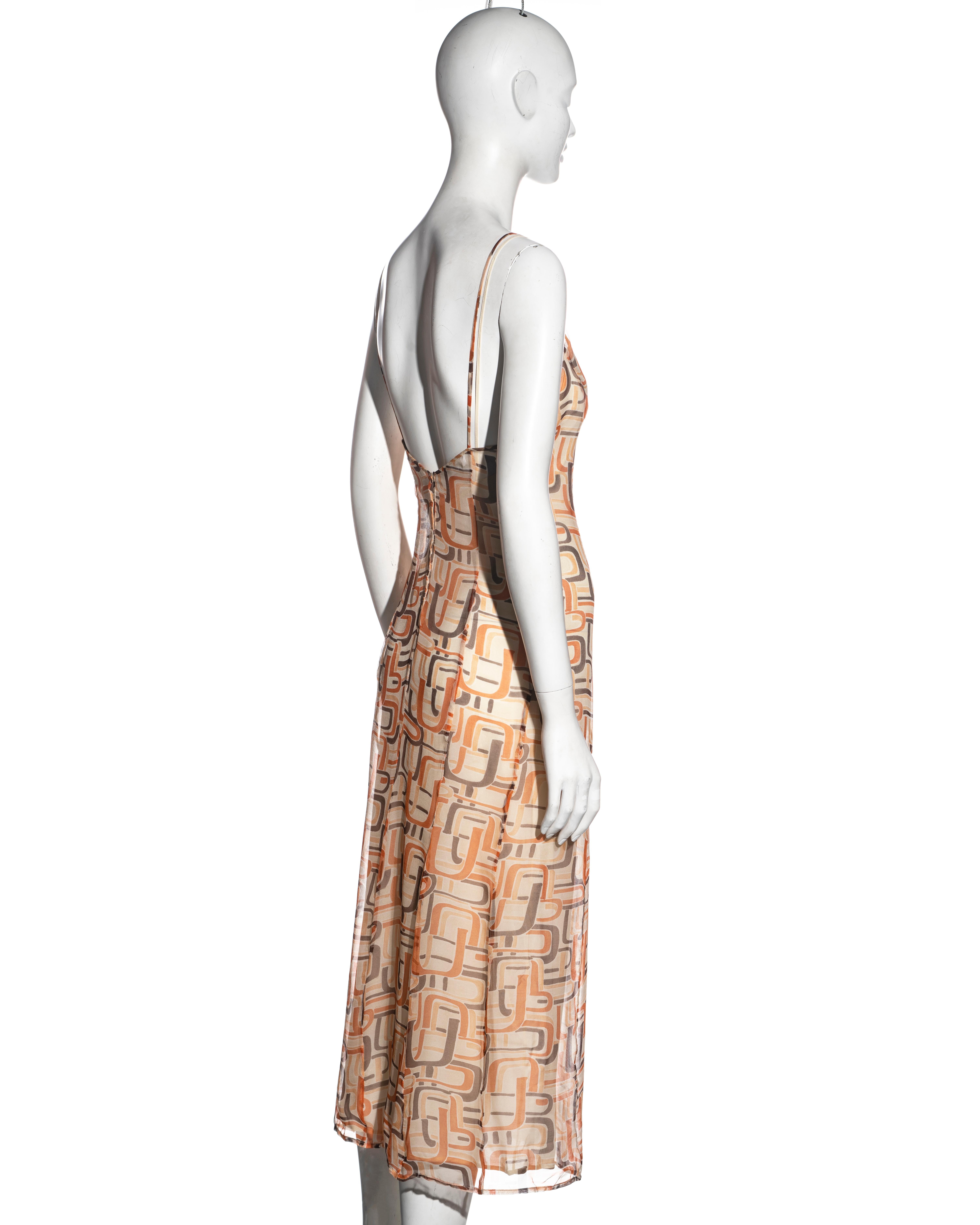 Prada by Miuccia Prada orange silk chiffon slip dress, fw 1996 For Sale 2