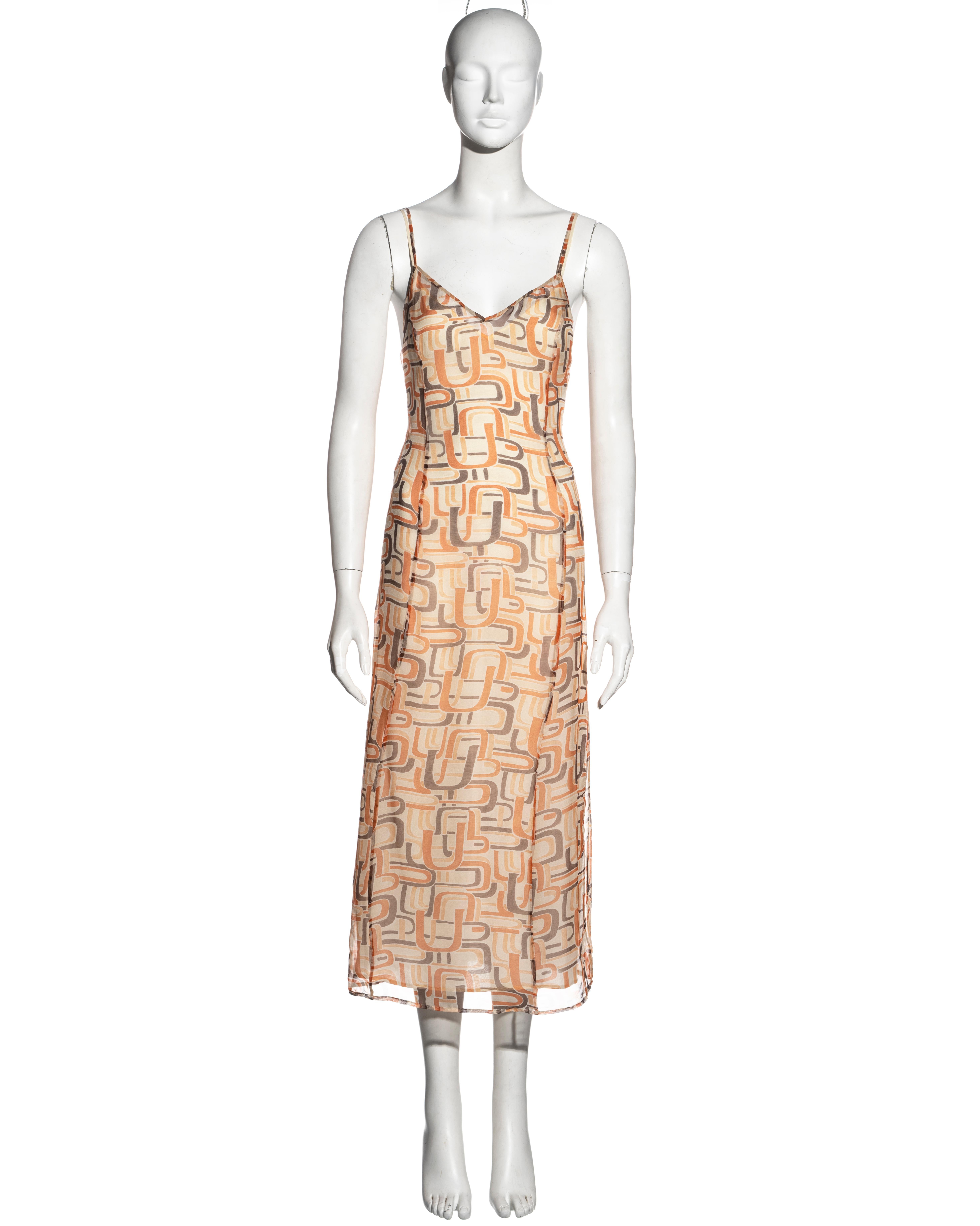Prada by Miuccia Prada orange silk chiffon slip dress, fw 1996 For Sale at  1stDibs