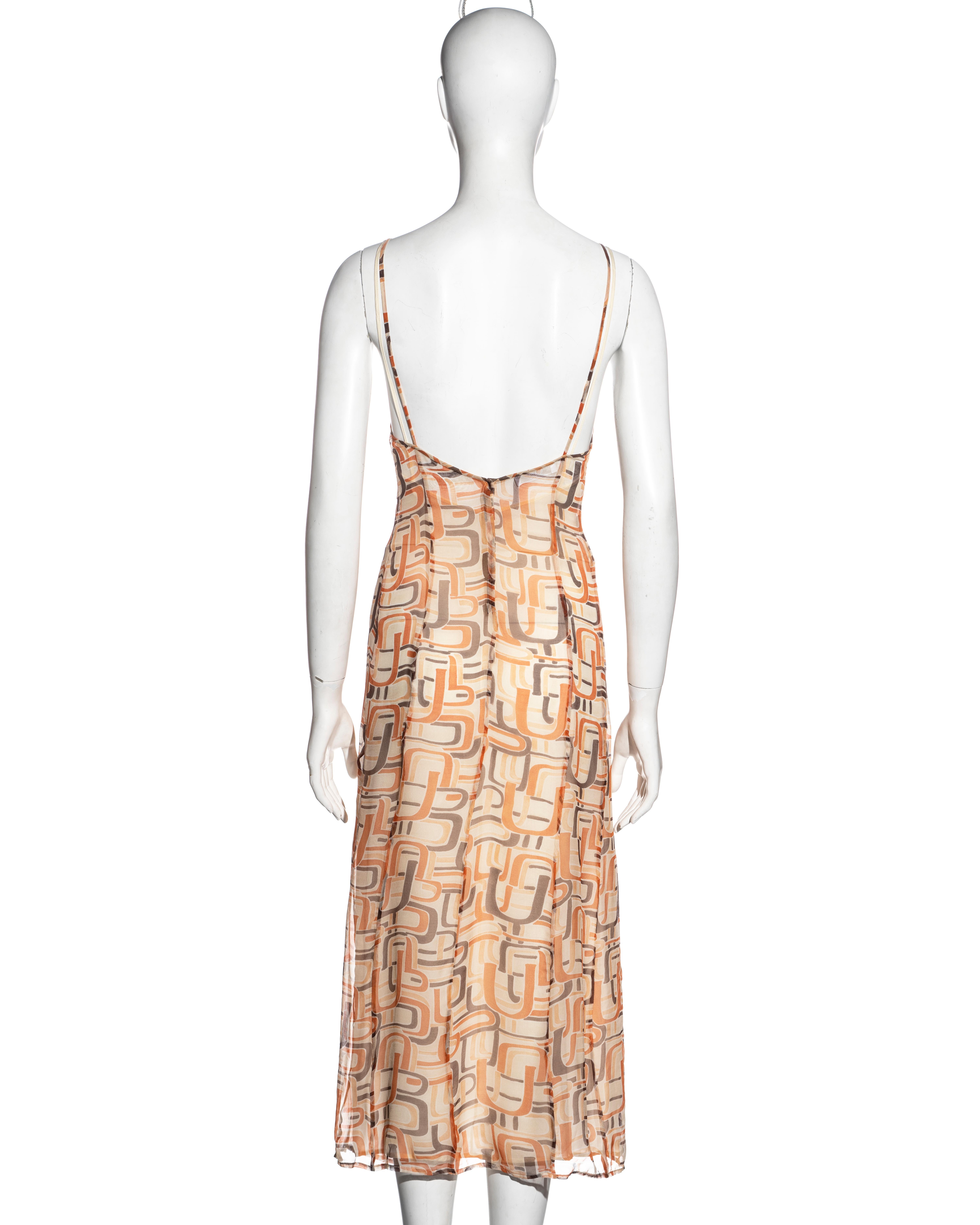 Prada by Miuccia Prada orange silk chiffon slip dress, fw 1996 For Sale 1