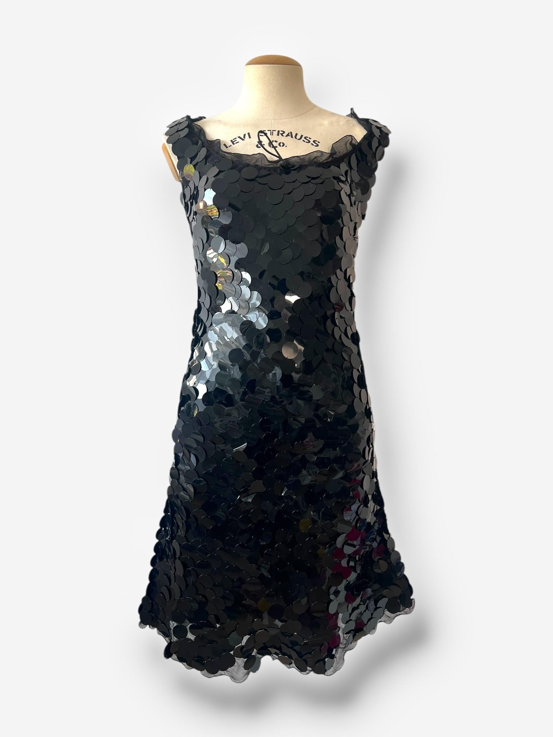 Black Prada by Miuccia Prada Paillette Dress, Circa 1999 For Sale