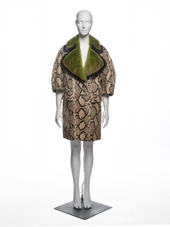 Prada by Miuccia Prada Python Coat with Green Mink Collar, FW 2011