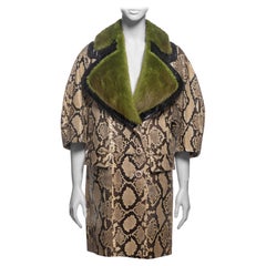 Prada by Miuccia Prada Python Coat with Green Mink Collar, FW 2011