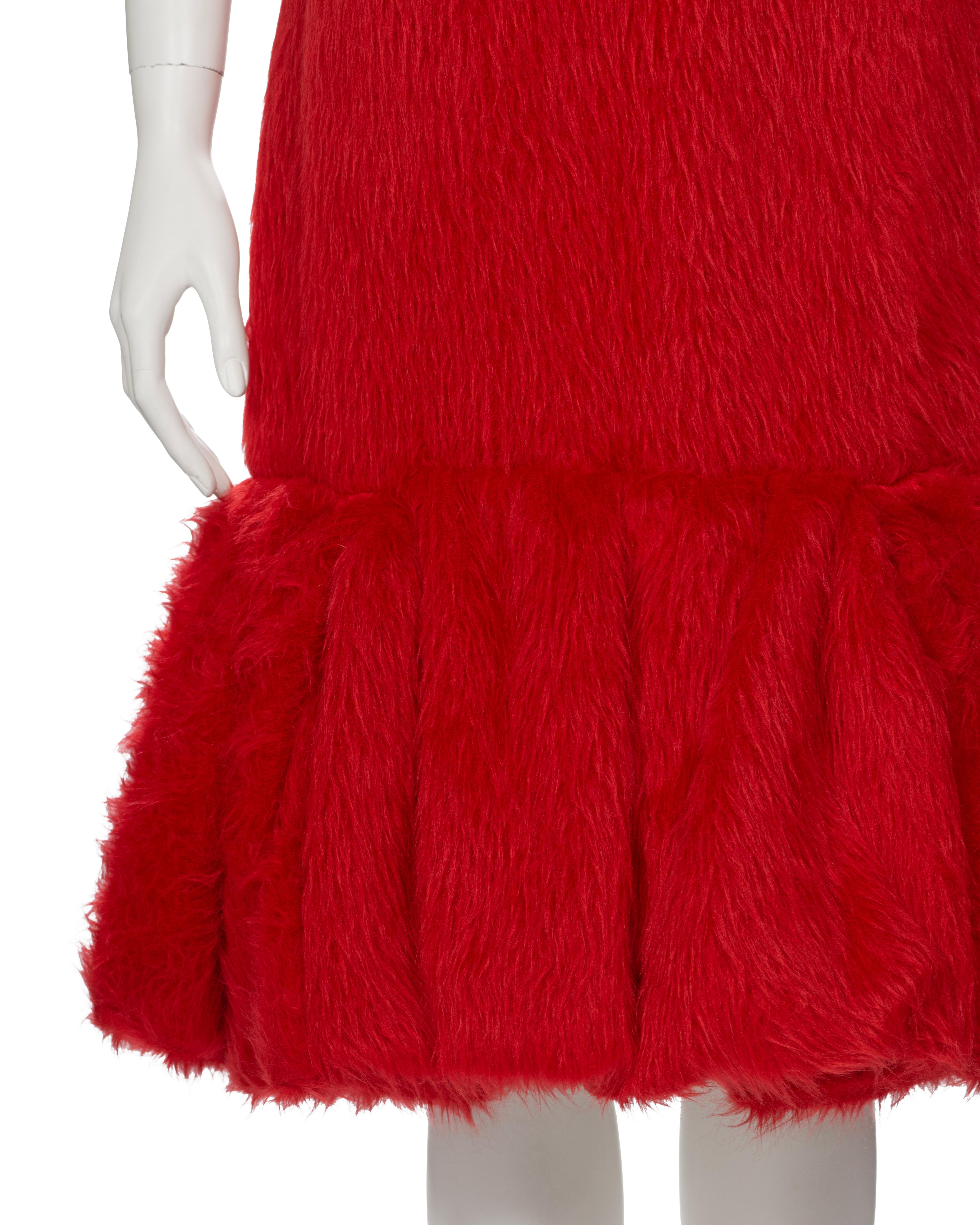 Prada by Miuccia Prada Red Brushed Alpaca Silk Cocktail Dress, fw 2017 For Sale 1