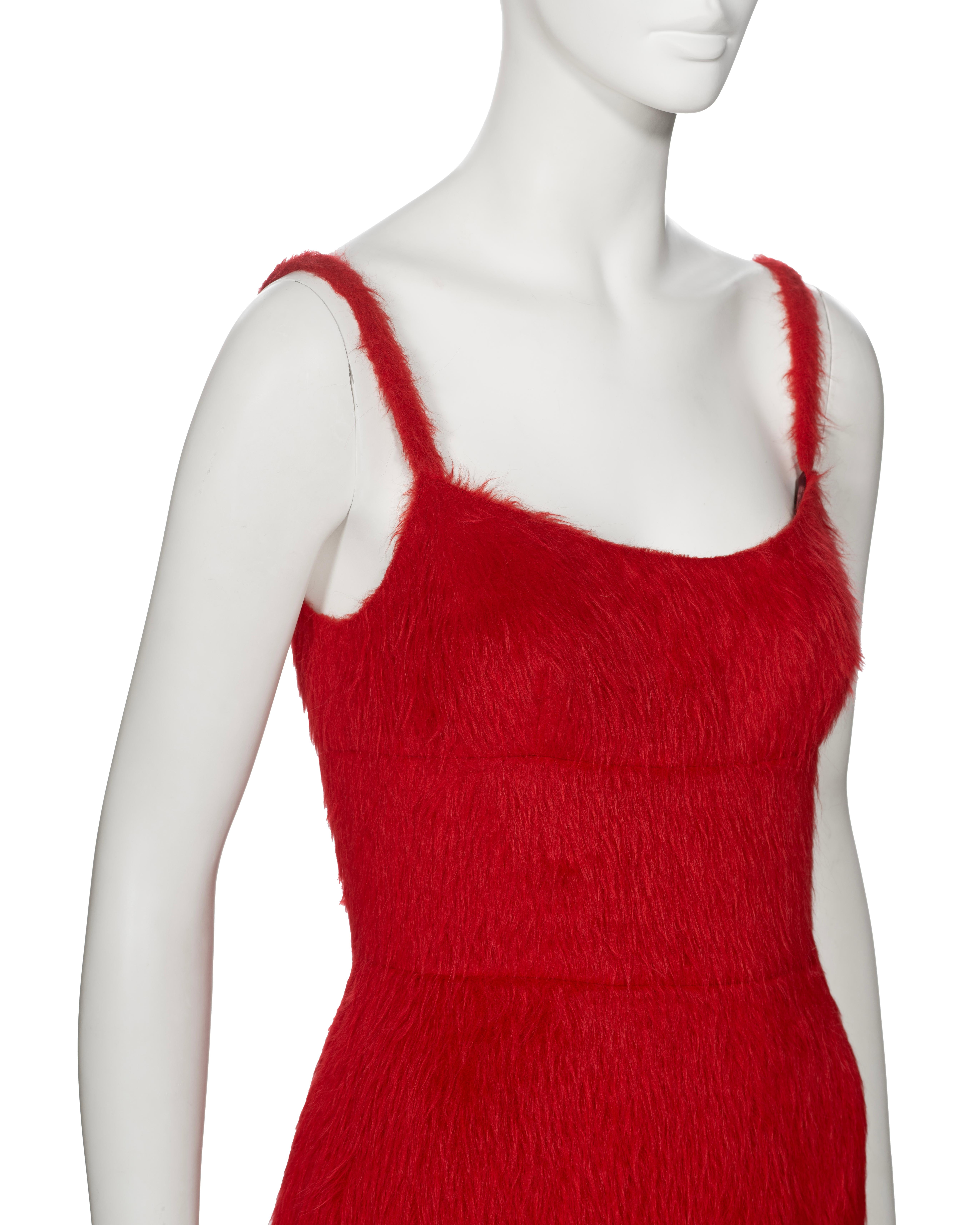 Prada by Miuccia Prada Red Brushed Alpaca Silk Cocktail Dress, fw 2017 For Sale 3