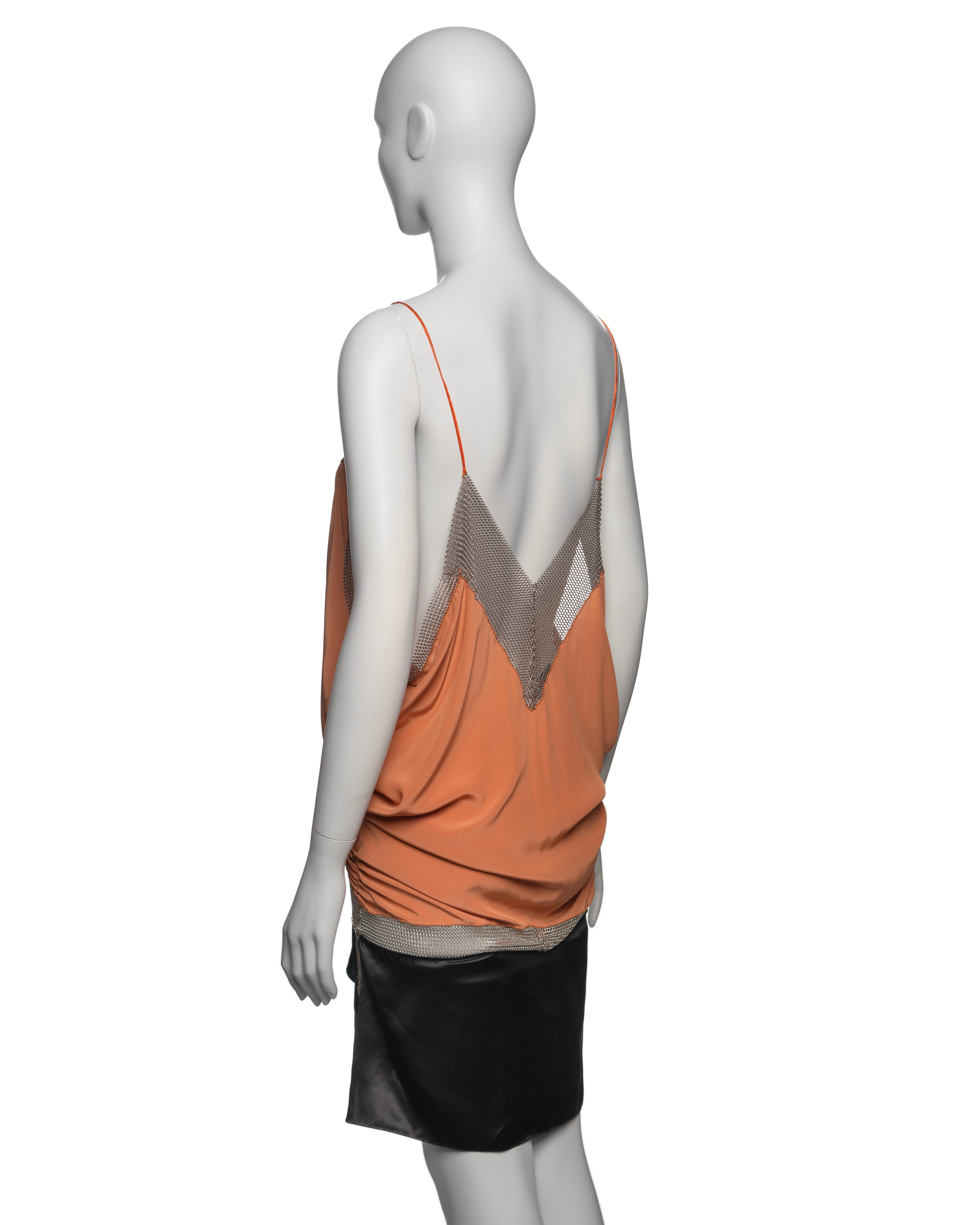 Prada by Miuccia Prada Silk Draped Mini Dress with Chainmail Inserts, FW 2002 For Sale 5