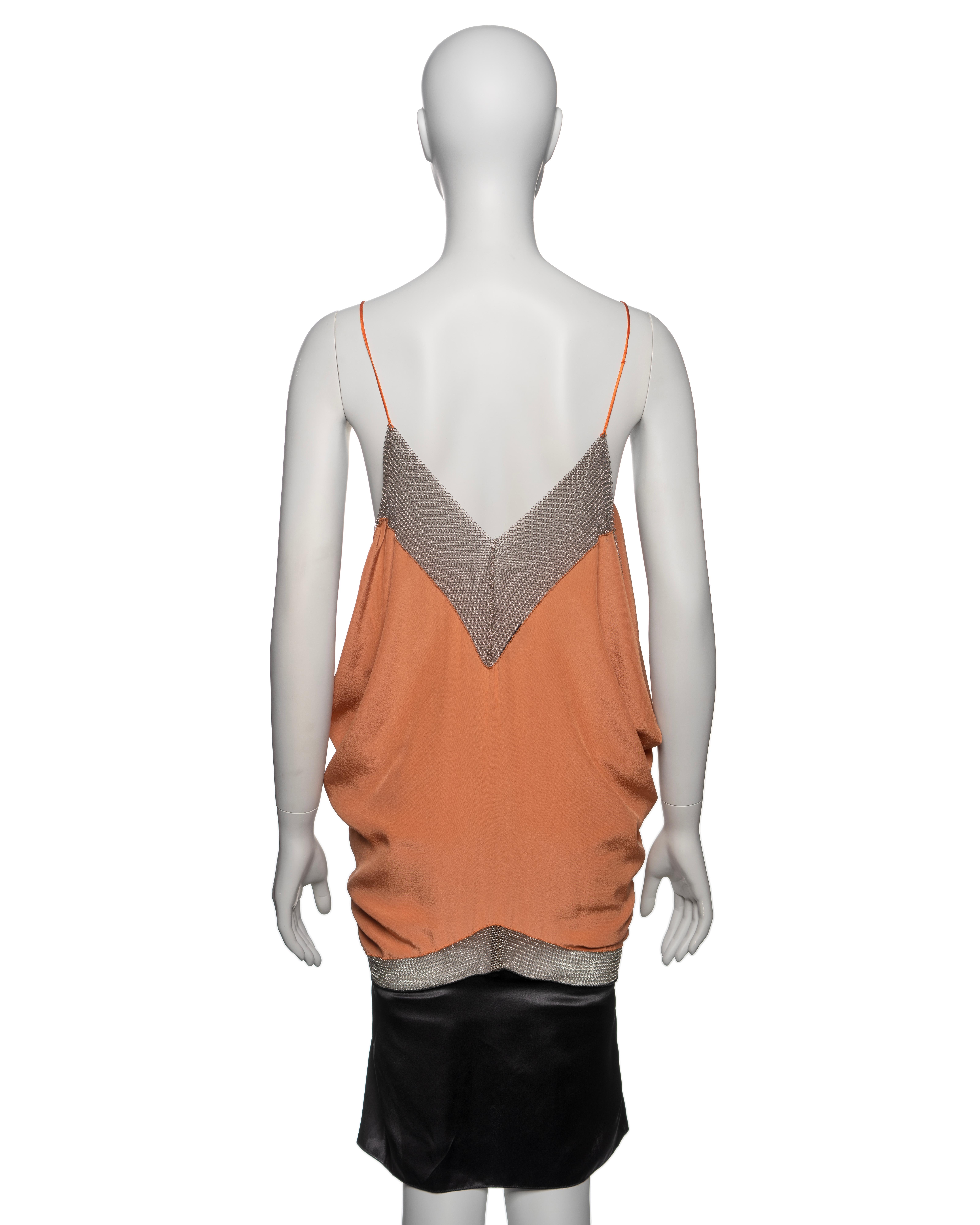 Prada by Miuccia Prada Silk Draped Mini Dress with Chainmail Inserts, FW 2002 For Sale 6