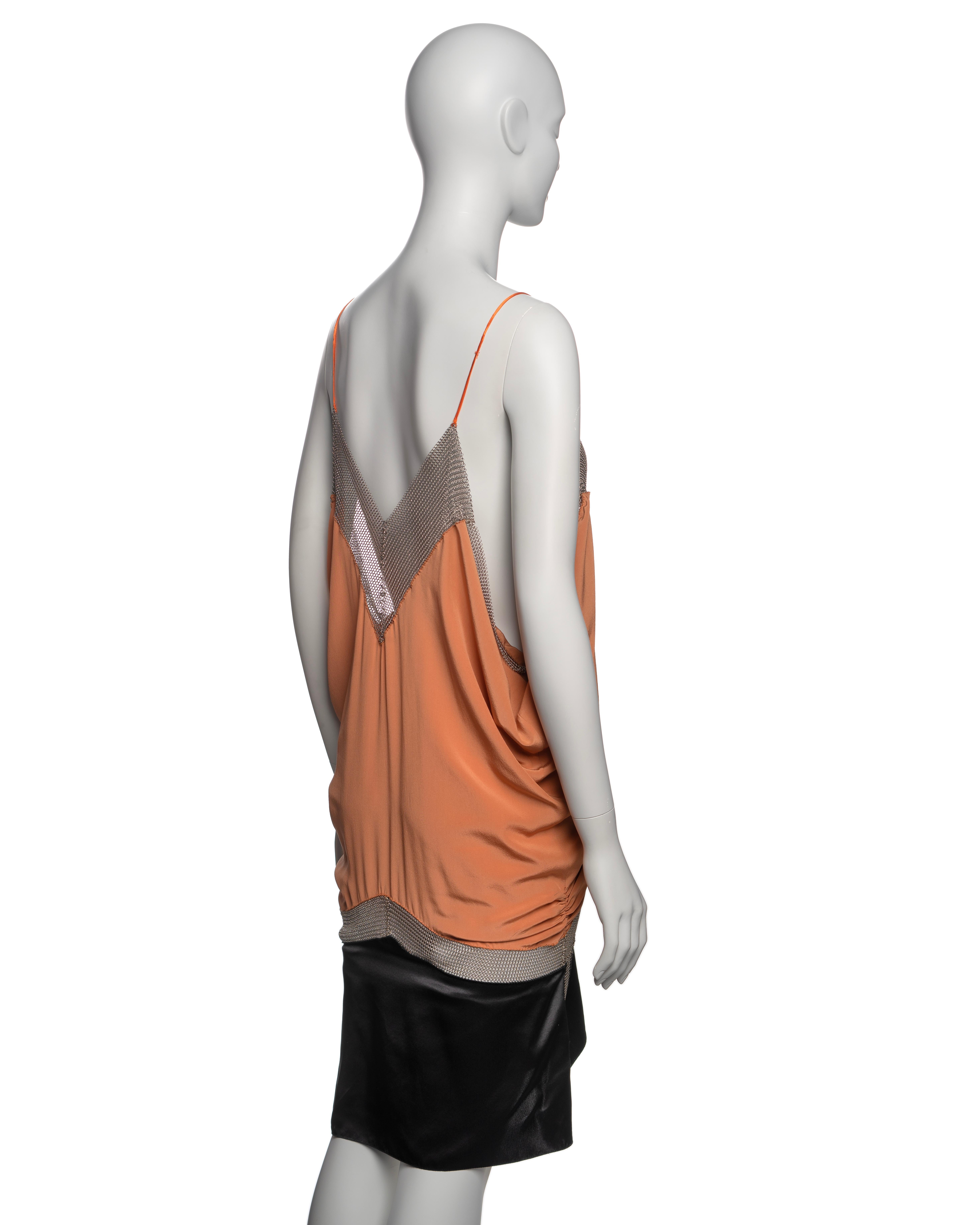 Prada by Miuccia Prada Silk Draped Mini Dress with Chainmail Inserts, FW 2002 For Sale 10
