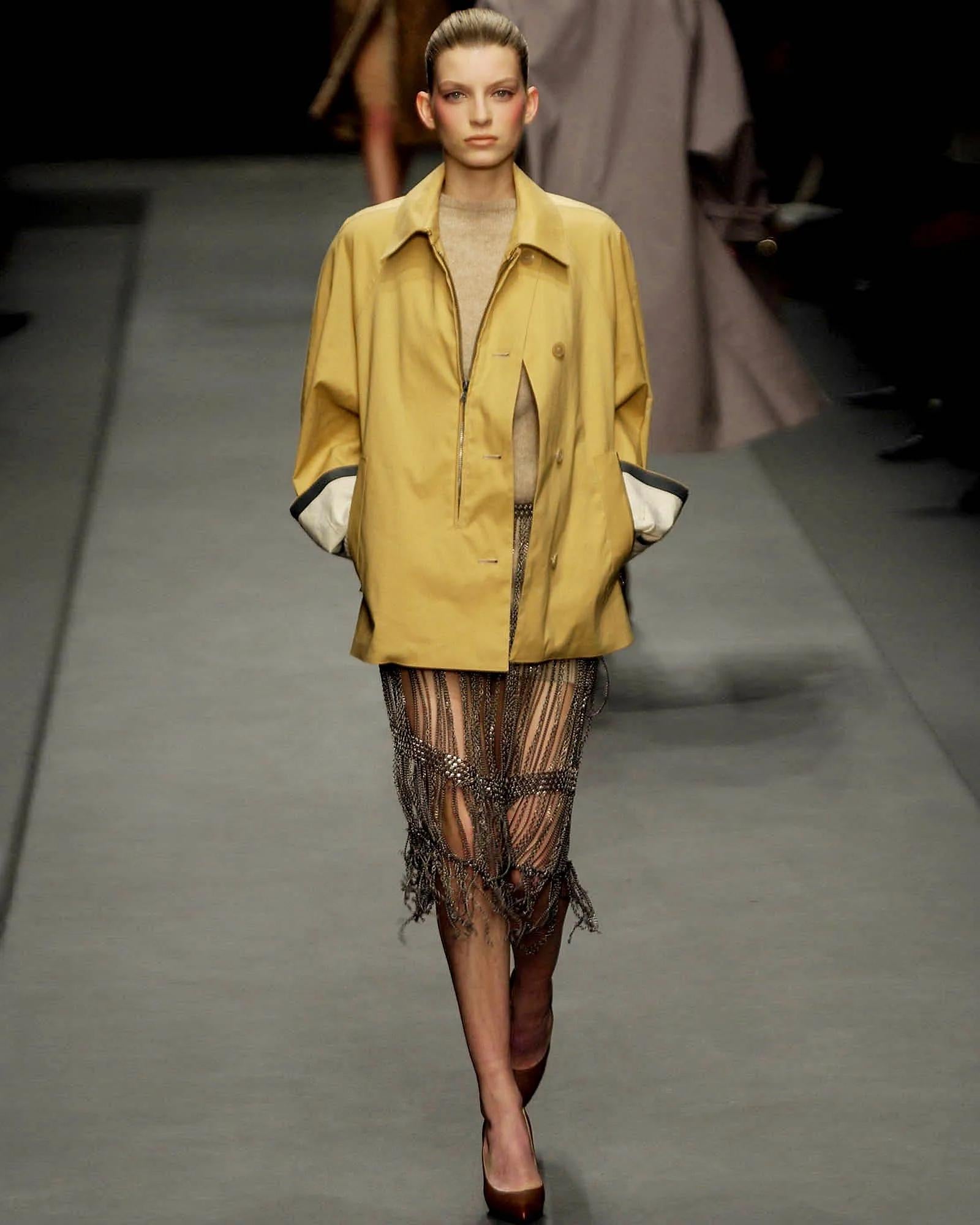 Prada by Miuccia Prada Silver Metal Chain Fringed Evening Skirt, fw 2002 1
