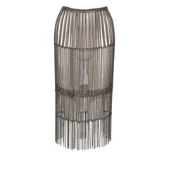 Prada by Miuccia Prada Silver Metal Chain Fringed Evening Skirt, fw 2002