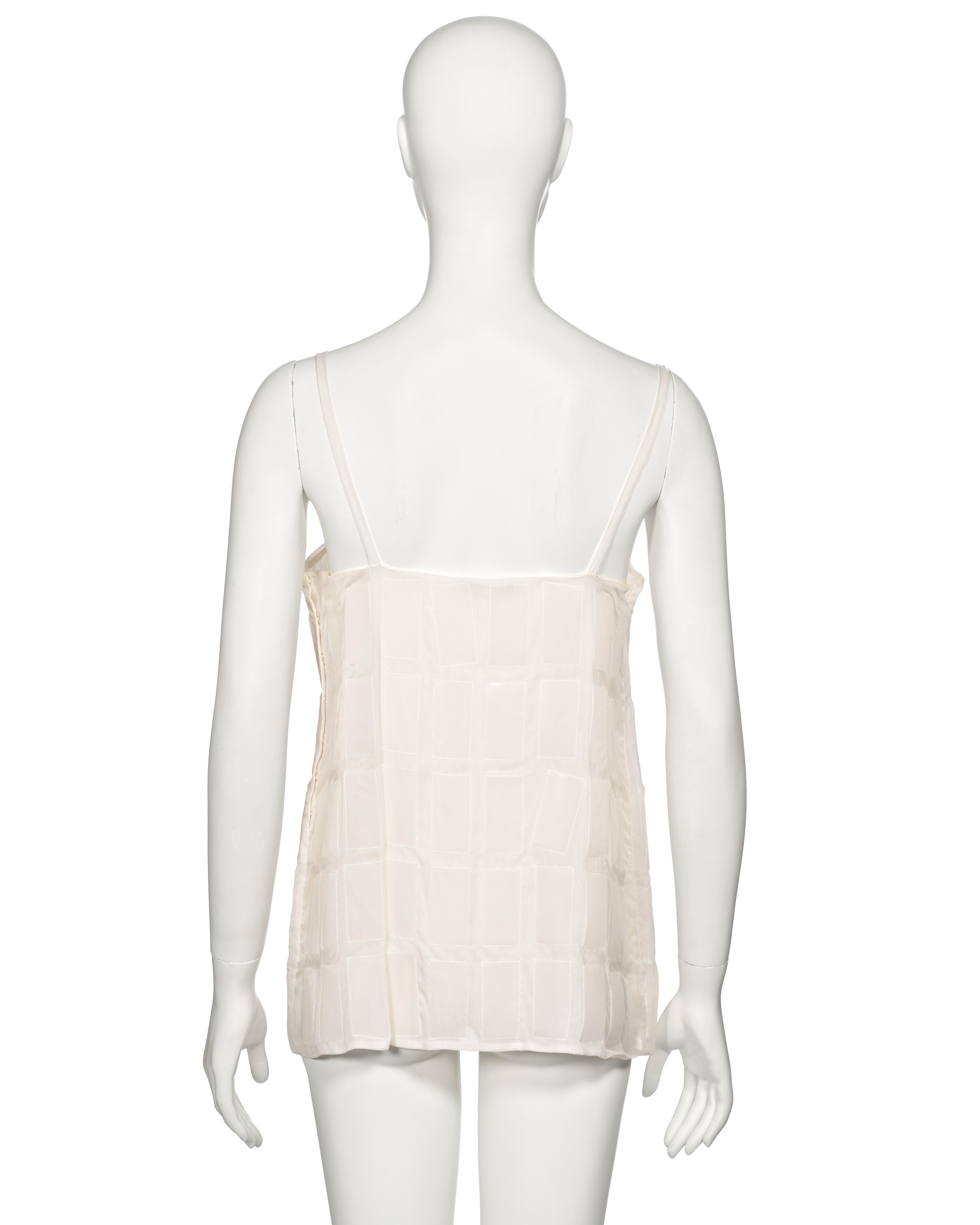Prada by Miuccia Prada White Silk and Plastic Tile Camisole Top, fw 1998 For Sale 6