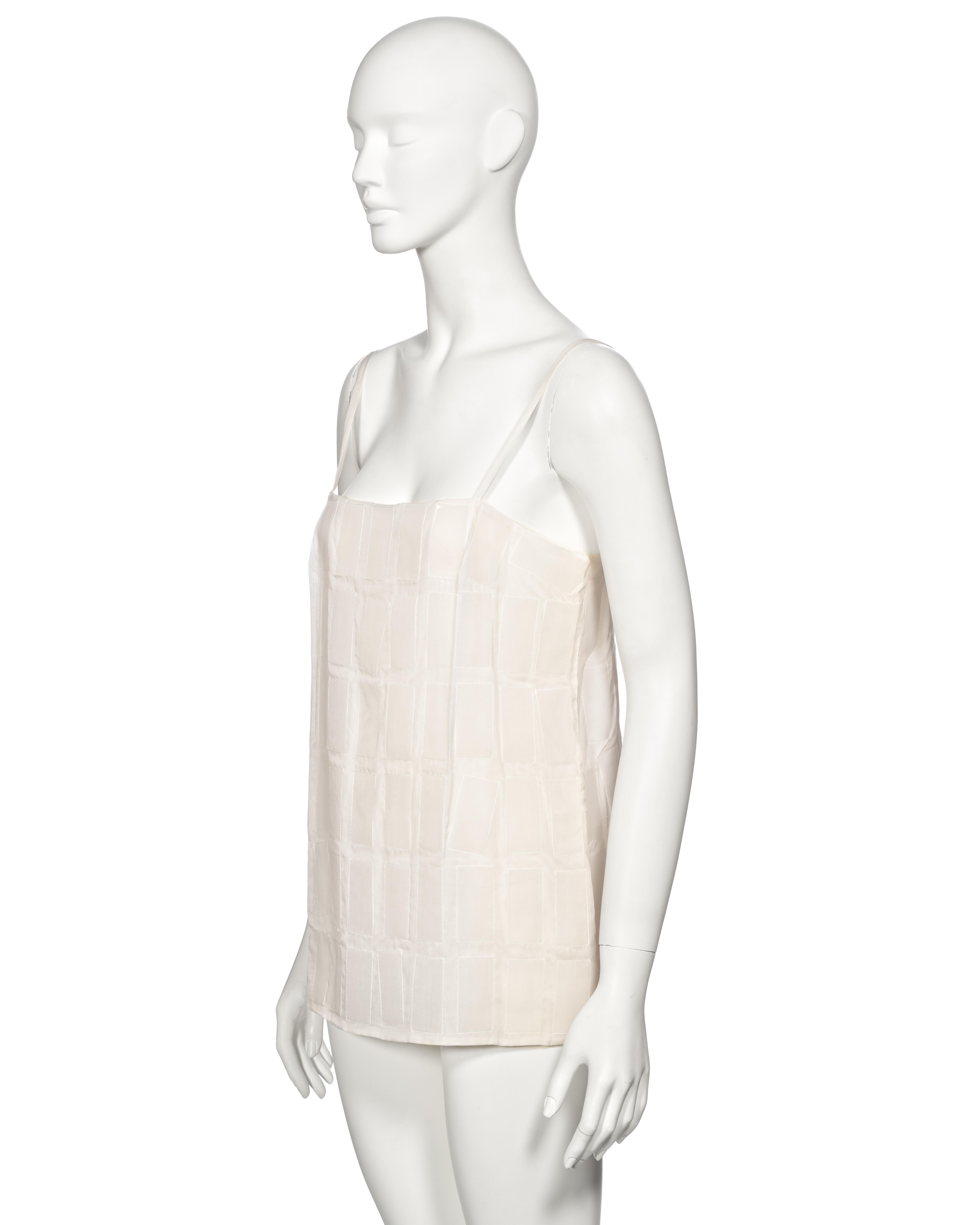 Prada by Miuccia Prada White Silk and Plastic Tile Camisole Top, fw 1998 For Sale 7