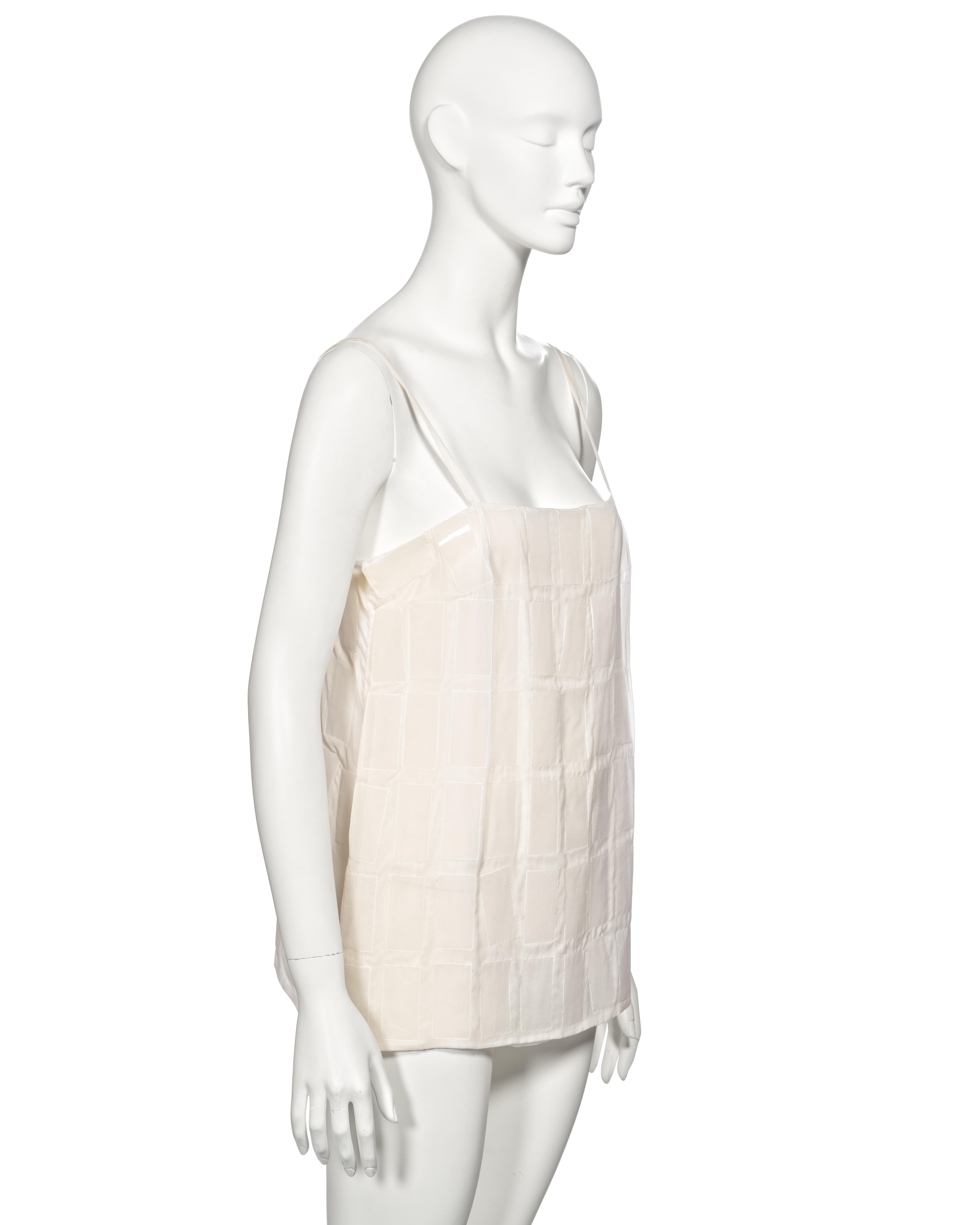 Prada by Miuccia Prada White Silk and Plastic Tile Camisole Top, fw 1998 For Sale 3
