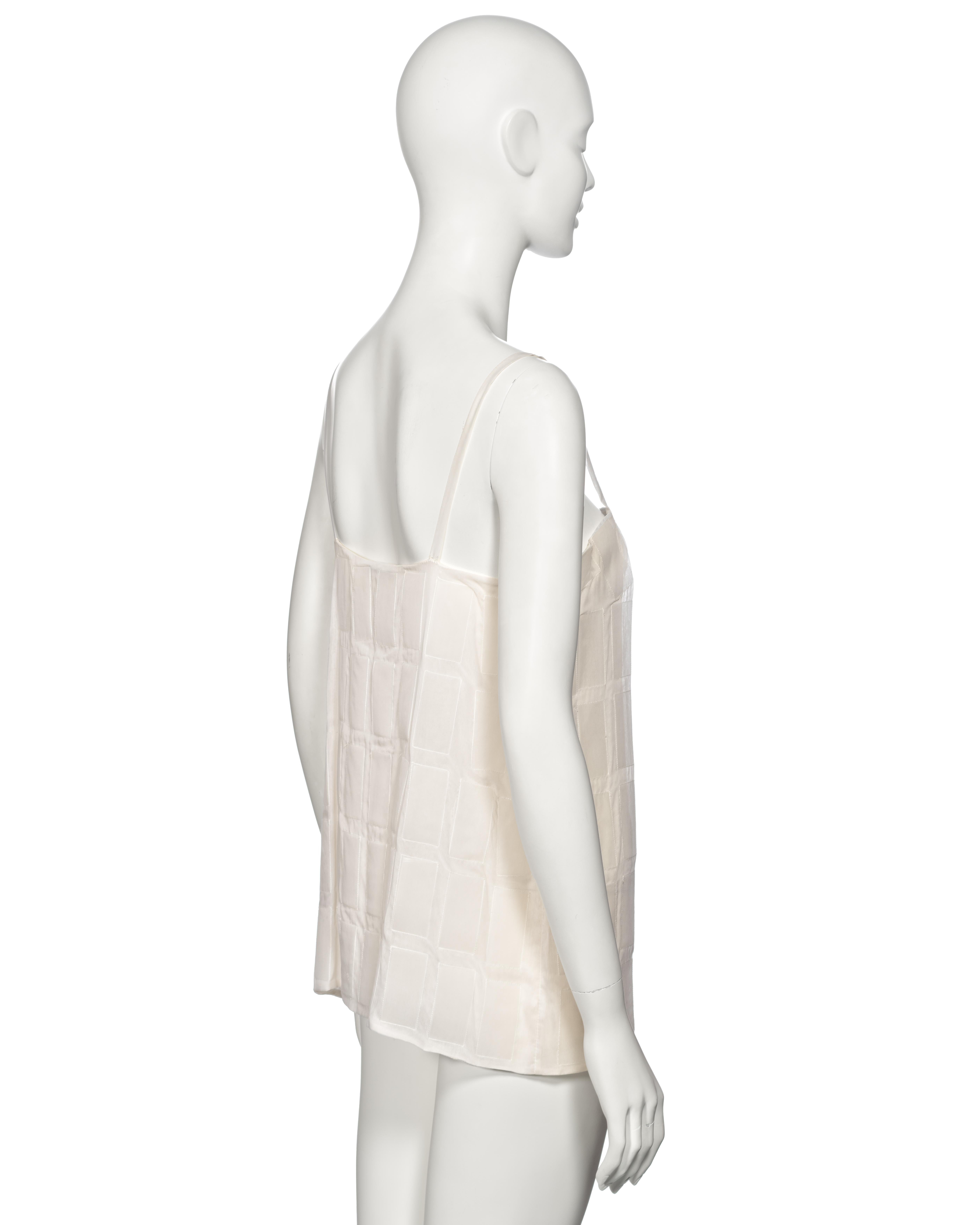 Prada by Miuccia Prada Weißes Camisole-Top aus Seide und Kunststofffliesen aus Seide, H/W 1998 im Angebot 5