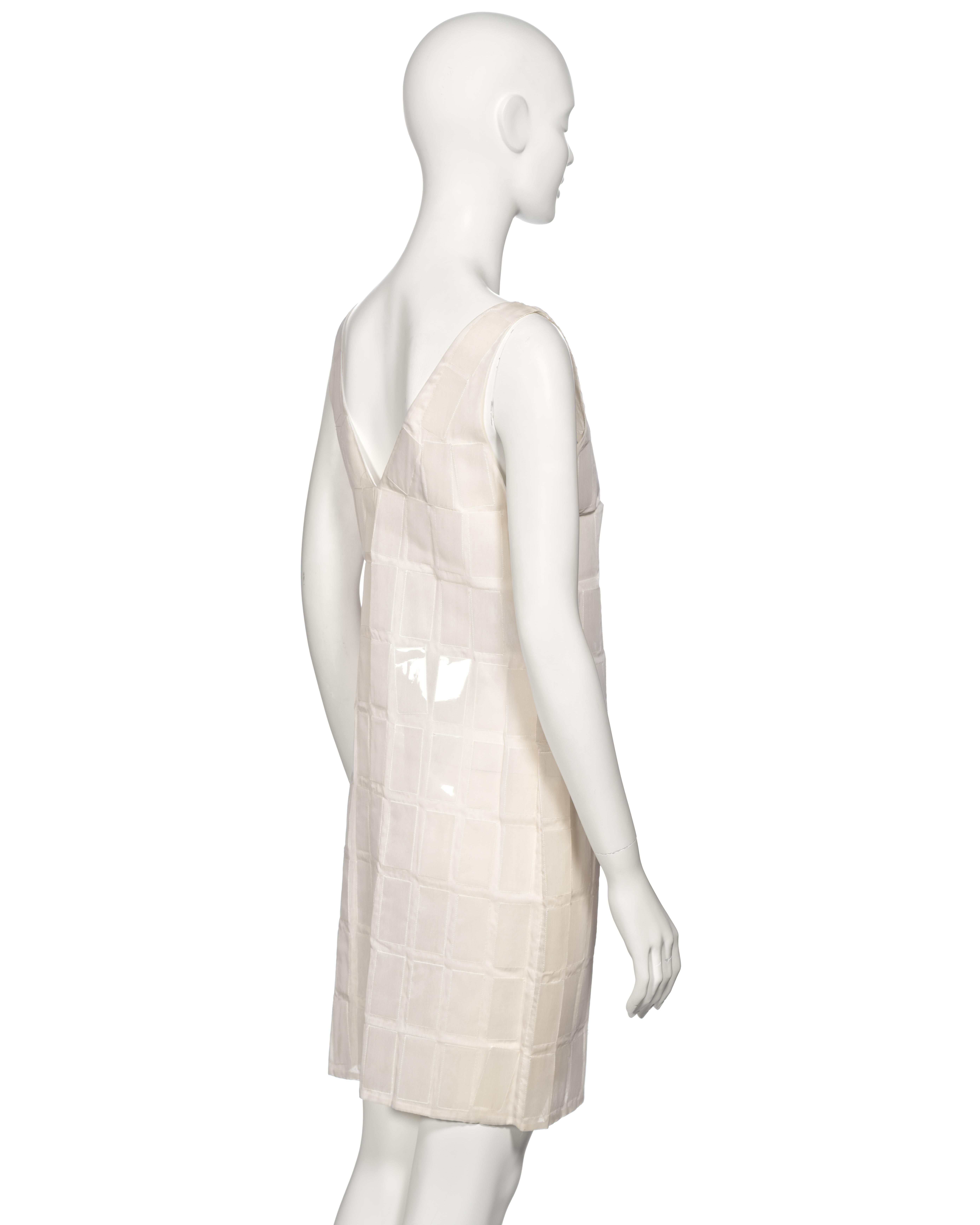 Prada by Miuccia Prada White Silk and Plastic Tile Shift Dress, fw 1998 For Sale 6