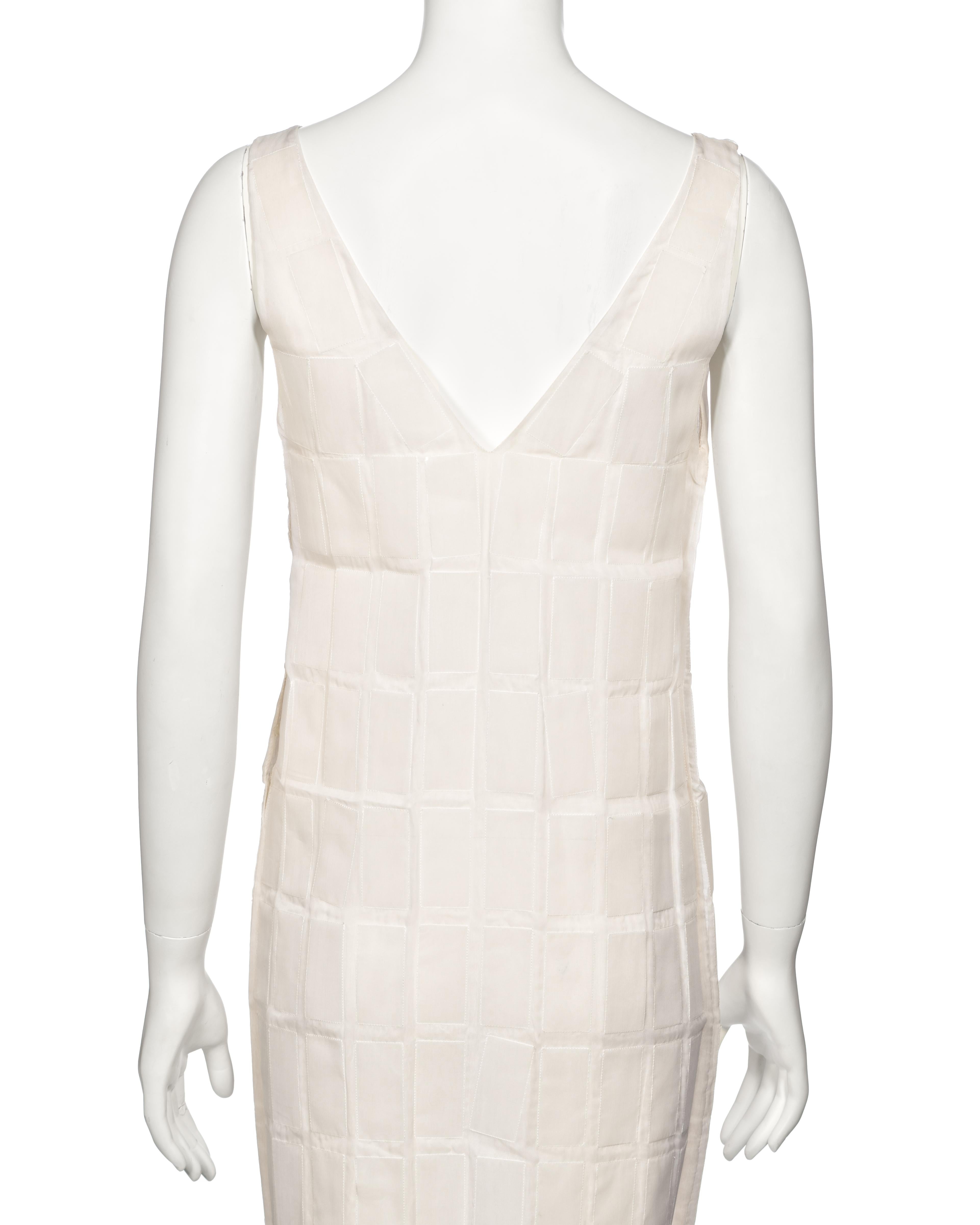 Prada by Miuccia Prada White Silk and Plastic Tile Shift Dress, fw 1998 For Sale 7