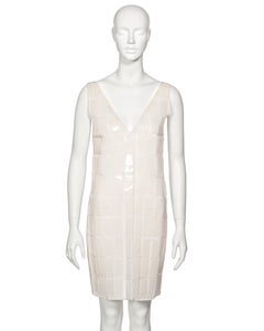 Prada by Miuccia Prada White Silk and Plastic Tile Shift Dress, fw 1998