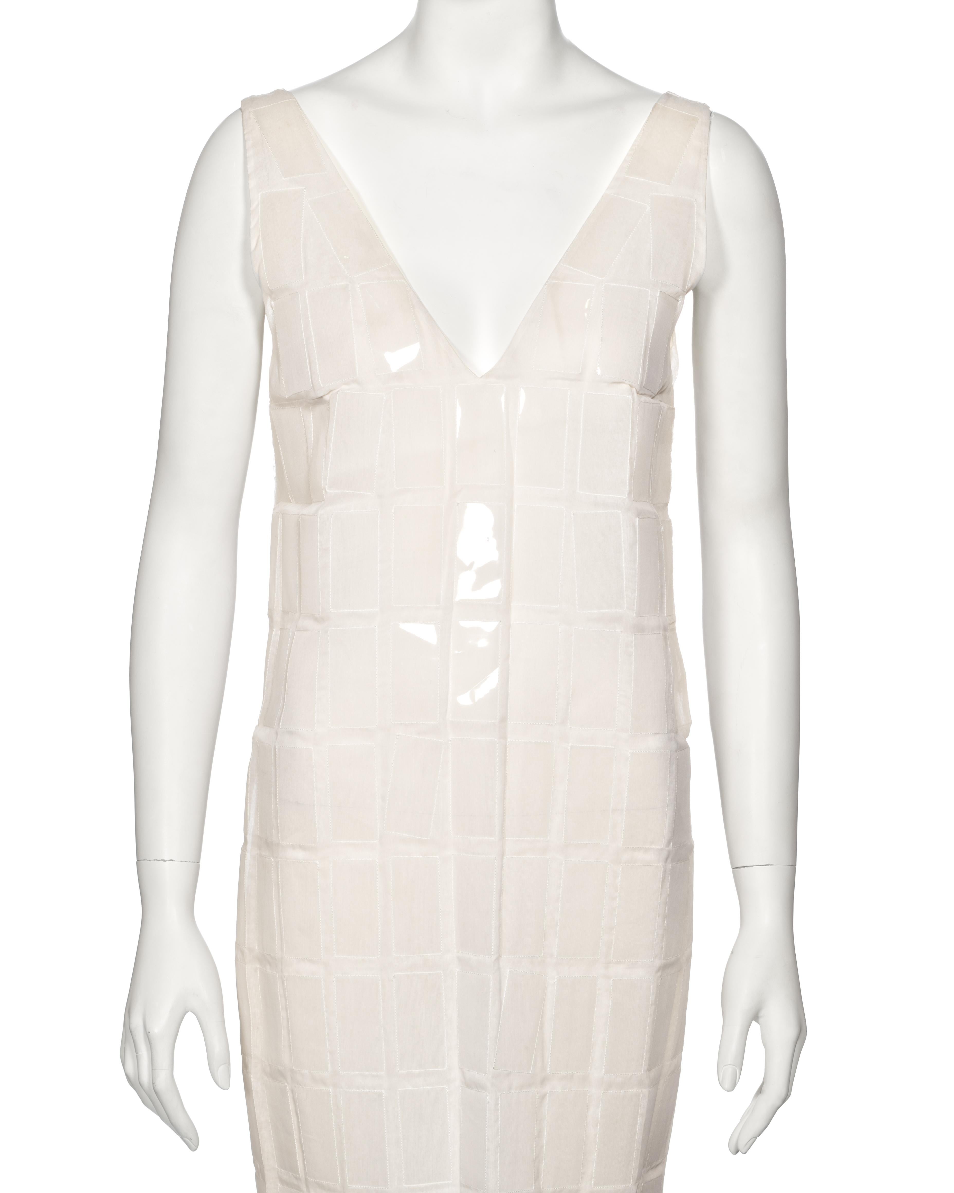 Prada by Miuccia Prada White Silk and Plastic Tile Shift Dress, fw 1998 In Excellent Condition For Sale In London, GB