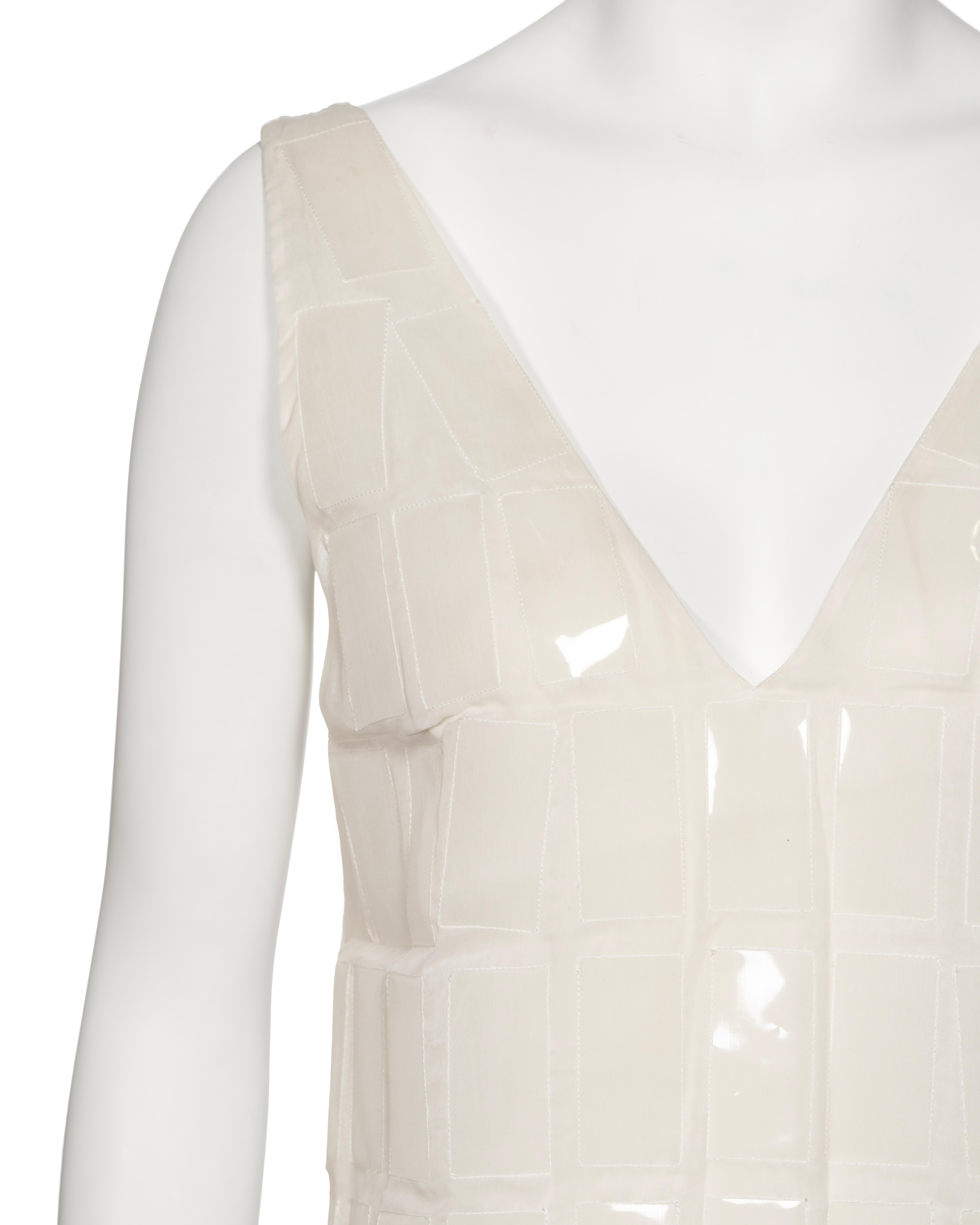 Women's Prada by Miuccia Prada White Silk and Plastic Tile Shift Dress, fw 1998 For Sale