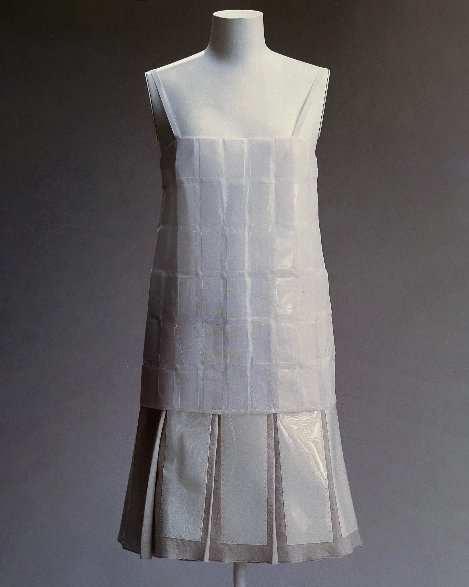 Prada by Miuccia Prada White Silk and Plastic Tile Shift Dress, fw 1998 For Sale 4