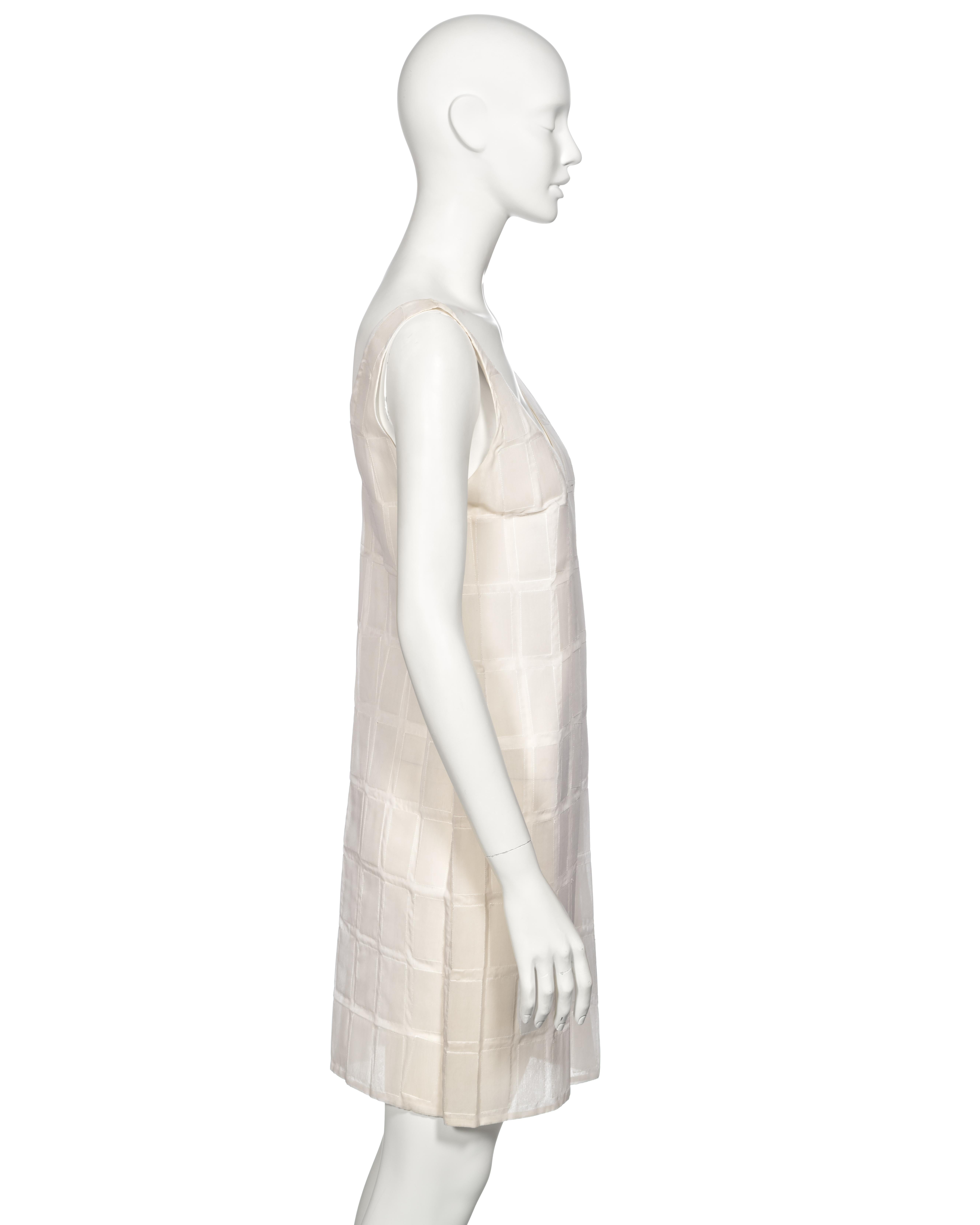 Prada by Miuccia Prada White Silk and Plastic Tile Shift Dress, fw 1998 For Sale 5