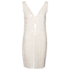 Prada by Miuccia Prada White Silk and Plastic Tile Shift Dress, fw 1998