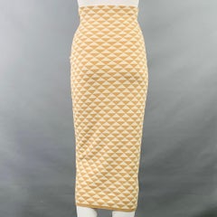 PRADA by RAF SIMONS 2023 Size S Beige Cream Cotton Triangle Pencil Midi Skirt