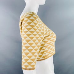 PRADA by RAF SIMONS 2023 Size S Beige Cream Knit Triangle Cropped Pullover