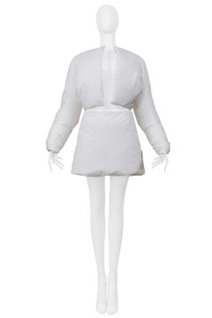 Prada By Raf Simons White Cotton Padded Jacket And Mini Skirt 2023