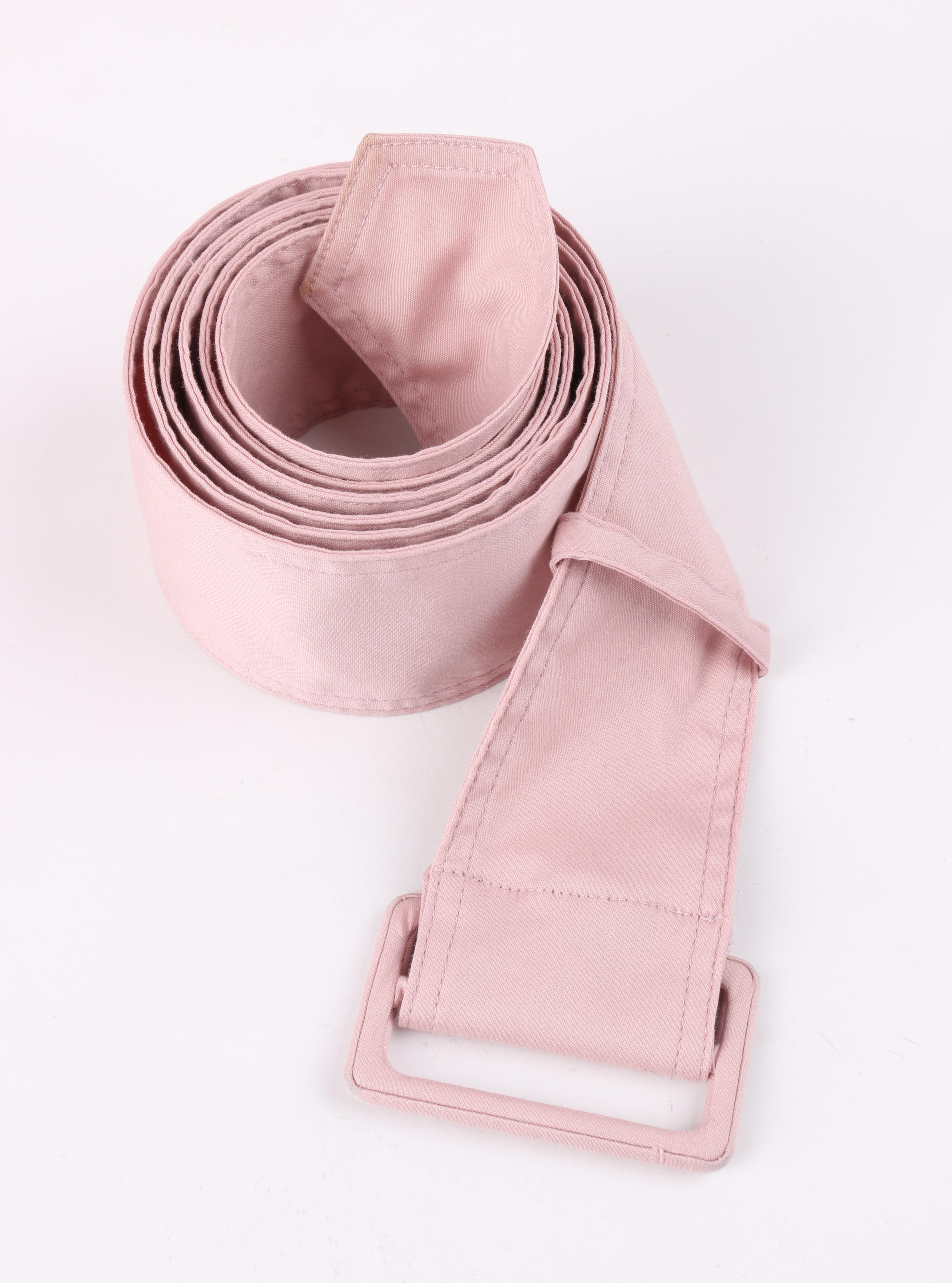 PRADA c.2000’s Pink Button Down Patch Pocket Belted Long Sleeve Shirt Dress 3
