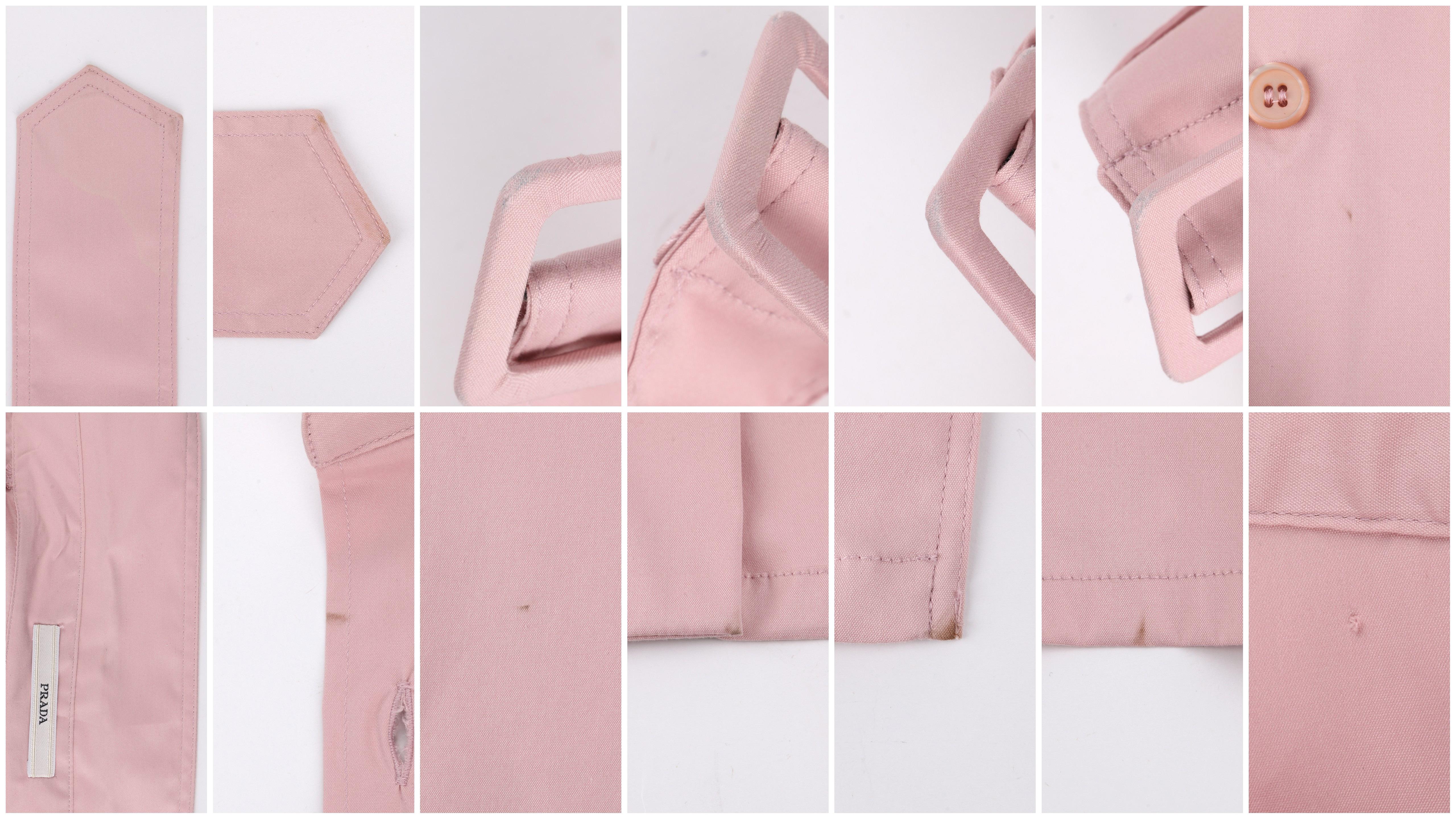 PRADA c.2000’s Pink Button Down Patch Pocket Belted Long Sleeve Shirt Dress 5