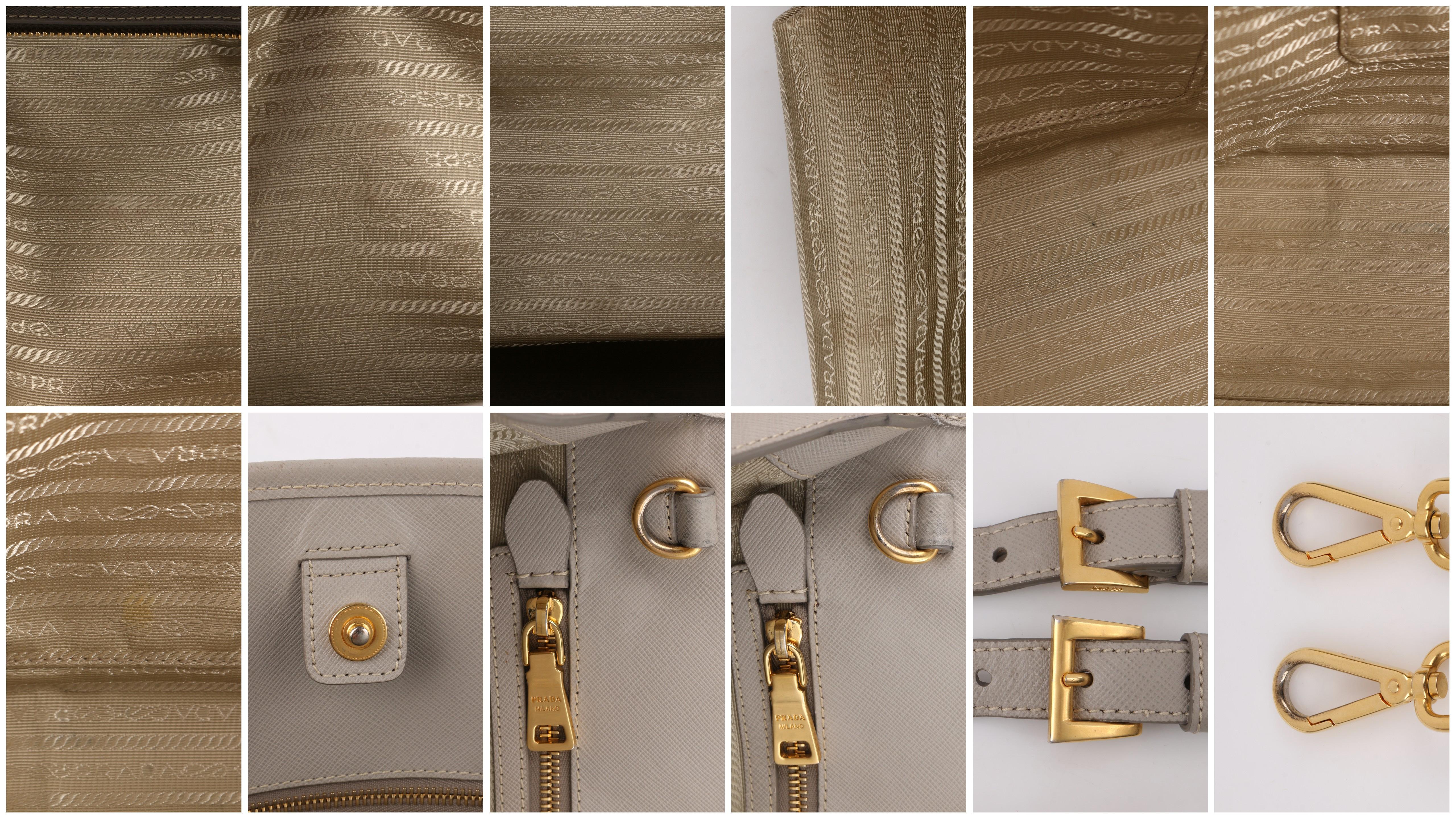 PRADA c.2011 “Saffiano Lux” Pomice Grey Leather Tote + Strap Large Handbag 2