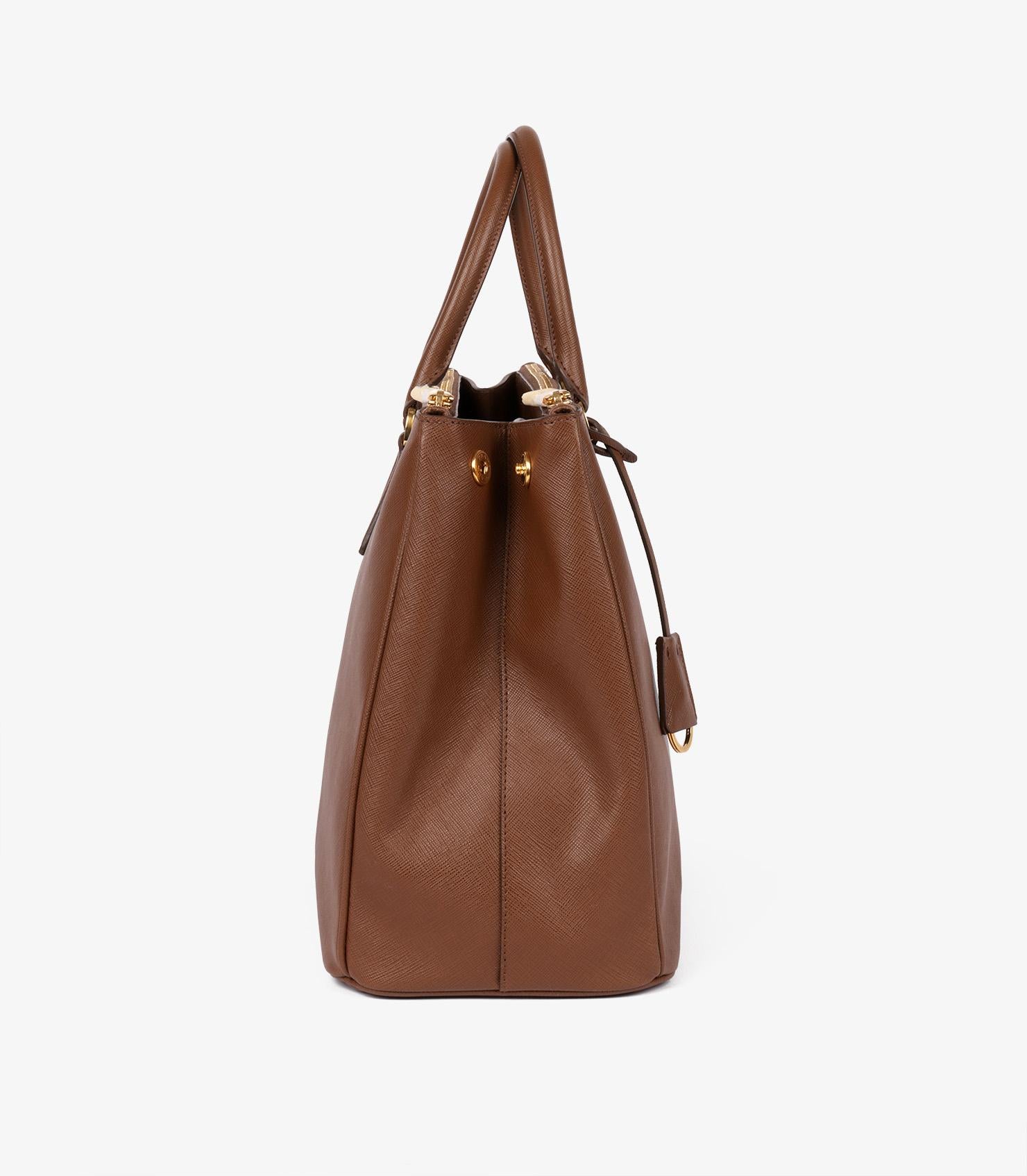 Prada Cacao Saffiano Lux Leather Large Galleria Tote In Excellent Condition In Bishop's Stortford, Hertfordshire