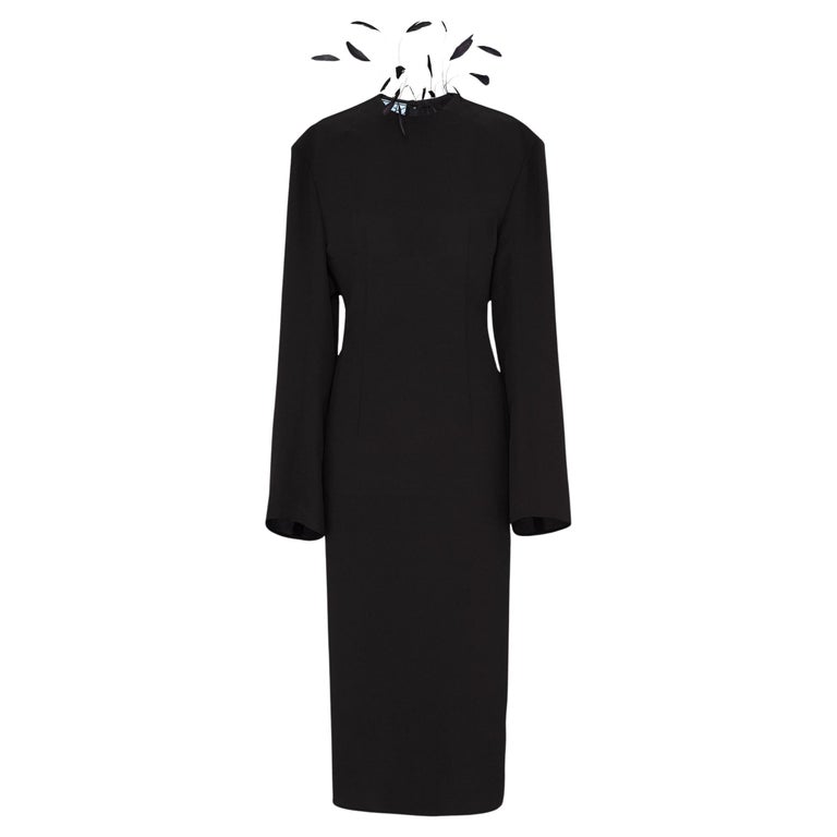 Prada Cady Dress With Feathers, Women, Black, Size 42 Prada Cady Dress With Feathers, Women, Black, Size 42