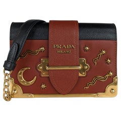 Sac à bandoulière Prada Cahier Astrology en cuir marron