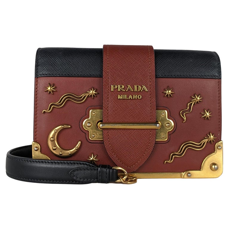 Prada Cahier Astrology Moon Star Brown Leather Crossbody Bag For Sale at  1stDibs