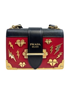 Prada Cahier bag calfskin red black charm