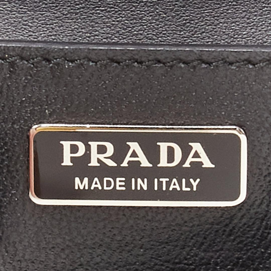 PRADA Cahier black saffiano leather silver logo baroque shoulder box bag 6