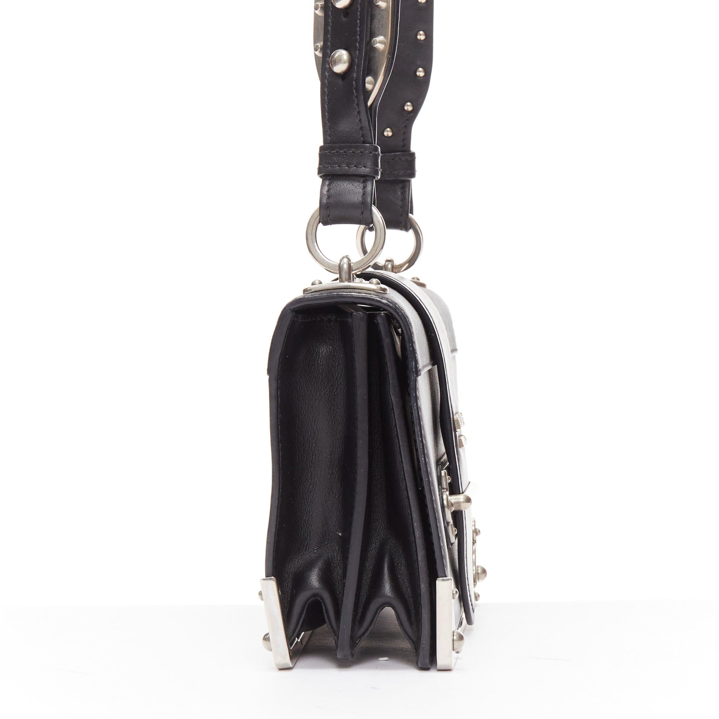 Women's PRADA Cahier black saffiano leather silver logo baroque shoulder box bag
