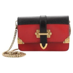 Prada Cahier Chain Crossbody Bag City Calf and Saffiano Micro