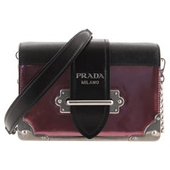 Prada Cahier Chain Crossbody Bag Metallic Leather and Saffiano Small