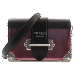Prada Cahier Chain Crossbody Bag Metallic Leather and Saffiano Small