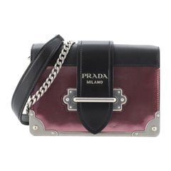 Prada Cahier Chain Crossbody Bag Metallic Leather and Saffiano Small