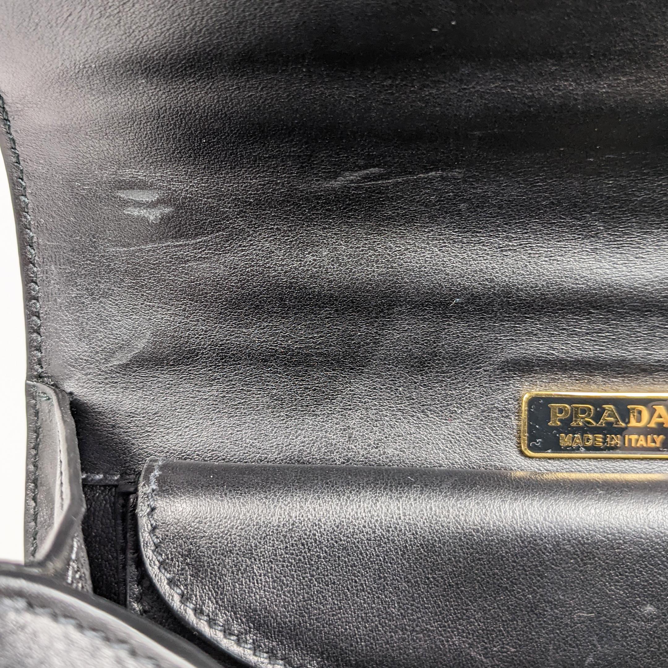 Prada Cahier City Saffiano Snake Animalier Black Leather Crossbody Bag In Good Condition In Denver, CO