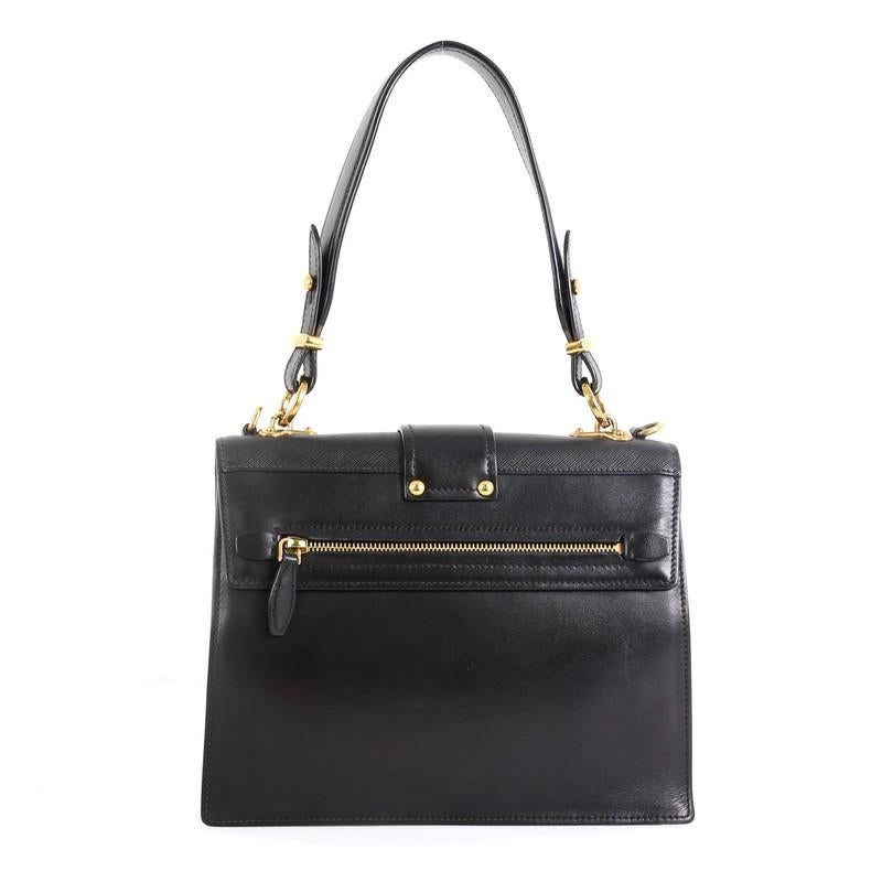 Black Prada Cahier Convertible Shoulder Bag City Calf and Saffiano Leather Mediem