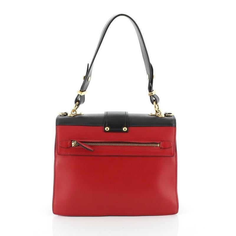 Red Prada Cahier Convertible Shoulder Bag City Calf and Saffiano Medium