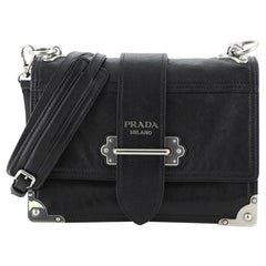 Silver Prada Cahier Leather Crossbody Bag