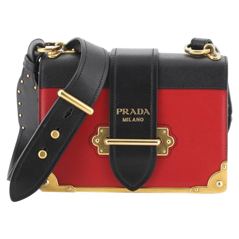 Prada Cahier Crossbody Bag City Calf and Saffiano Leather Small