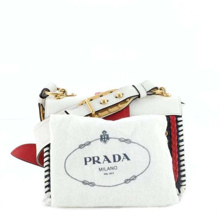 Prada Cahier Crossbody Bag Embellished Denim and Leather Small at 1stDibs