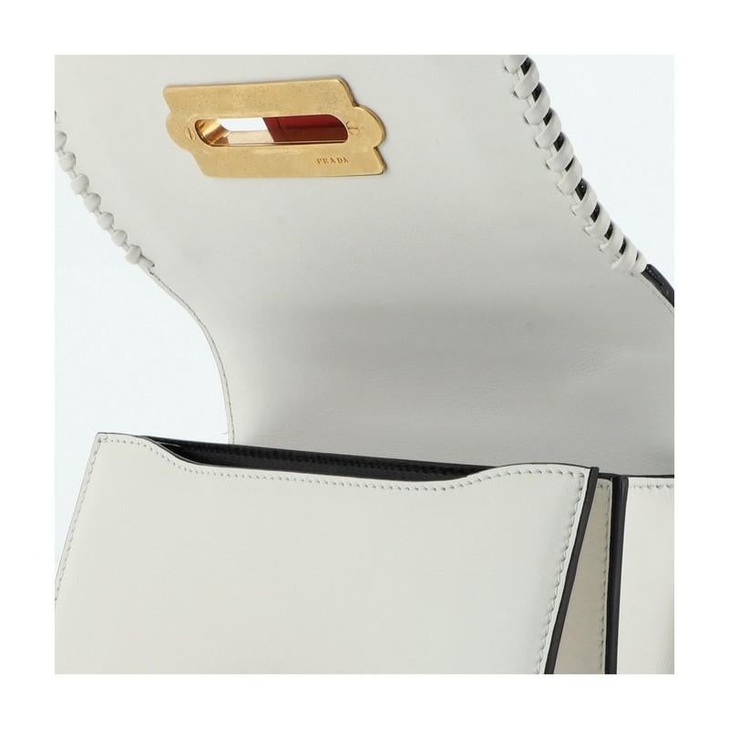 Prada Cahier Crossbody Bag Embellished Denim and Leather Small In Good Condition In NY, NY