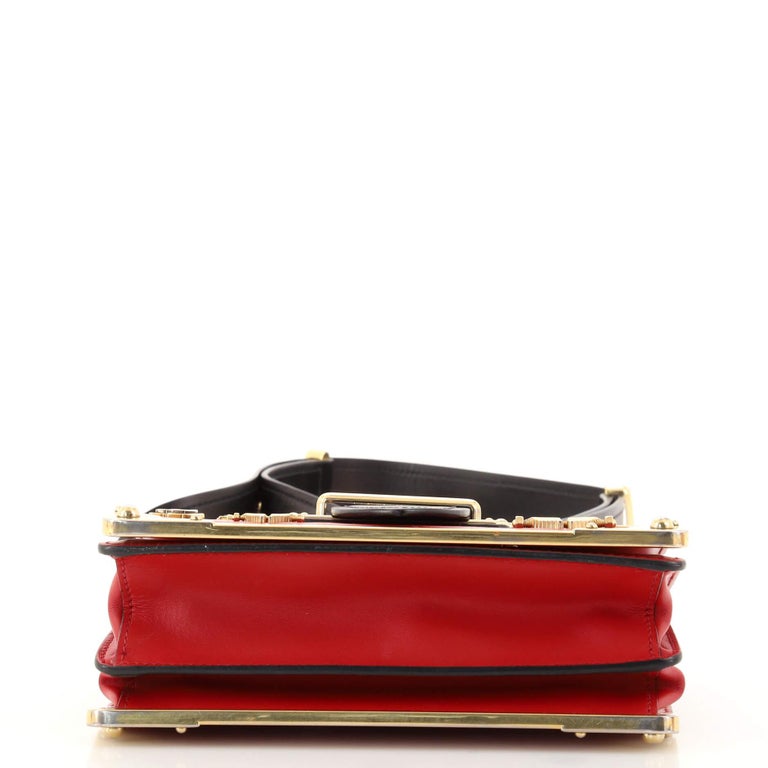 Prada Cahier Crossbody Bag Embellished Leather Small For Sale at 1stDibs